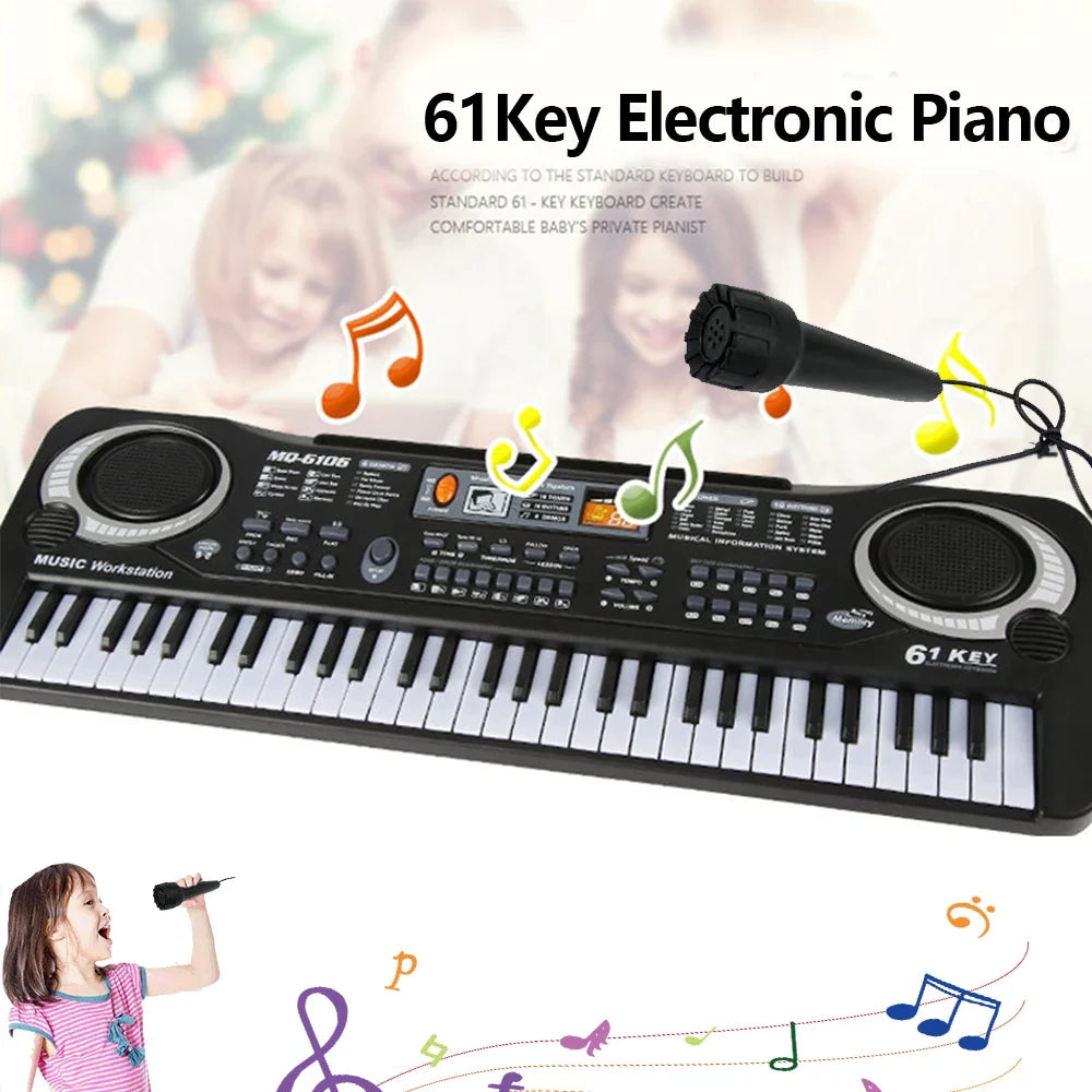 61-key Children's Electronic Piano Keyboard Portable Educational Toy Musical Instrument Organ With Mike Children's Beginner Gift