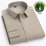 Spring and autumn new men's bamboo fiber non-ironing long sleeve shirt anti-wrinkle business daily casual fashion stripes