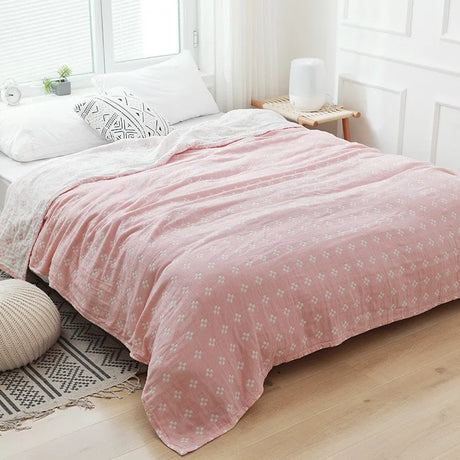 Cotton Muslin Plaid Blanket Summer Bed Sheet Gauze Bedspread Cover for Double Bed Sofa Adult Office Nap Sleeping Throw Blankets