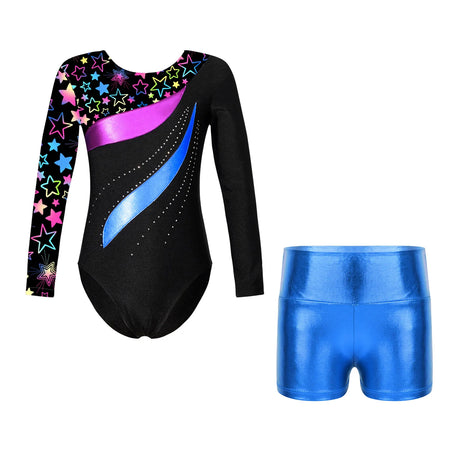 Kids Girl Ballet Dance Gymnastic Leotard Sleeveless Bodysuit with Shorts Skating Stage Performance Dancewear Swimwear Sportswear