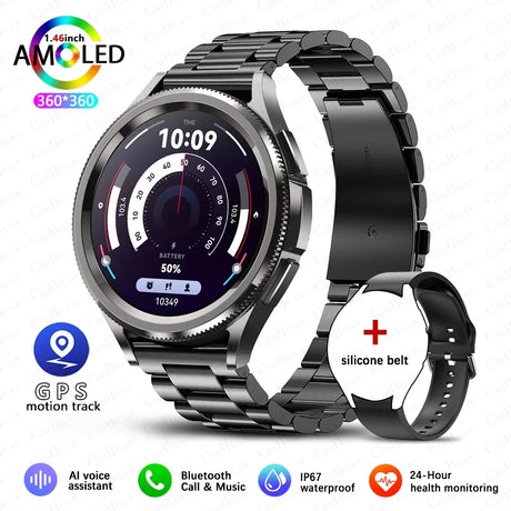 1.43 Inch 360 * 360 HD AMOLED Smartwatch Men GPS Sports Fitness Tracker Health Monitoring Waterproof Bluetooth Call Smart Watch