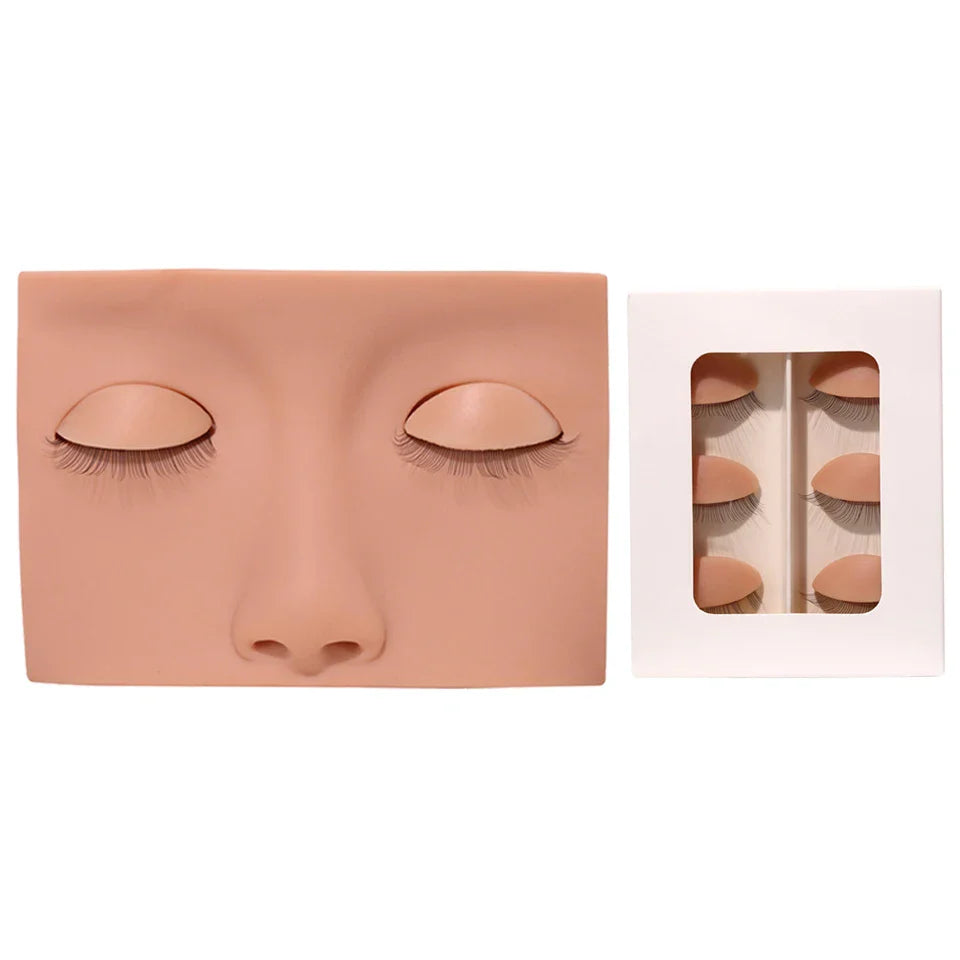 Training False Eyelash Practice Lash Silicone Mannequin Model Head for Beginner Training Set Practicing Eyelash Extension Tools