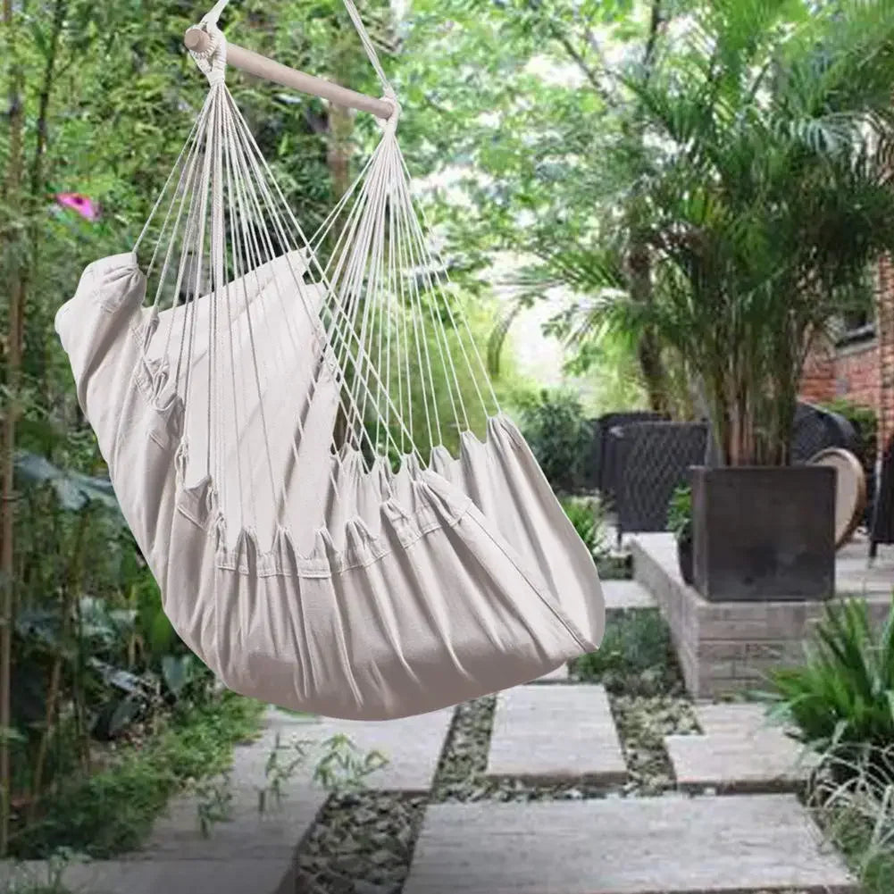 Canvas Hammock Chair Swing Indoor Garden Sports Home Travel Leisure Hiking Camping Stripe Hammock Hanging Bed (NO Stick NO Rope)