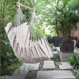 Canvas Hammock Chair Swing Indoor Garden Sports Home Travel Leisure Hiking Camping Stripe Hammock Hanging Bed (NO Stick NO Rope)