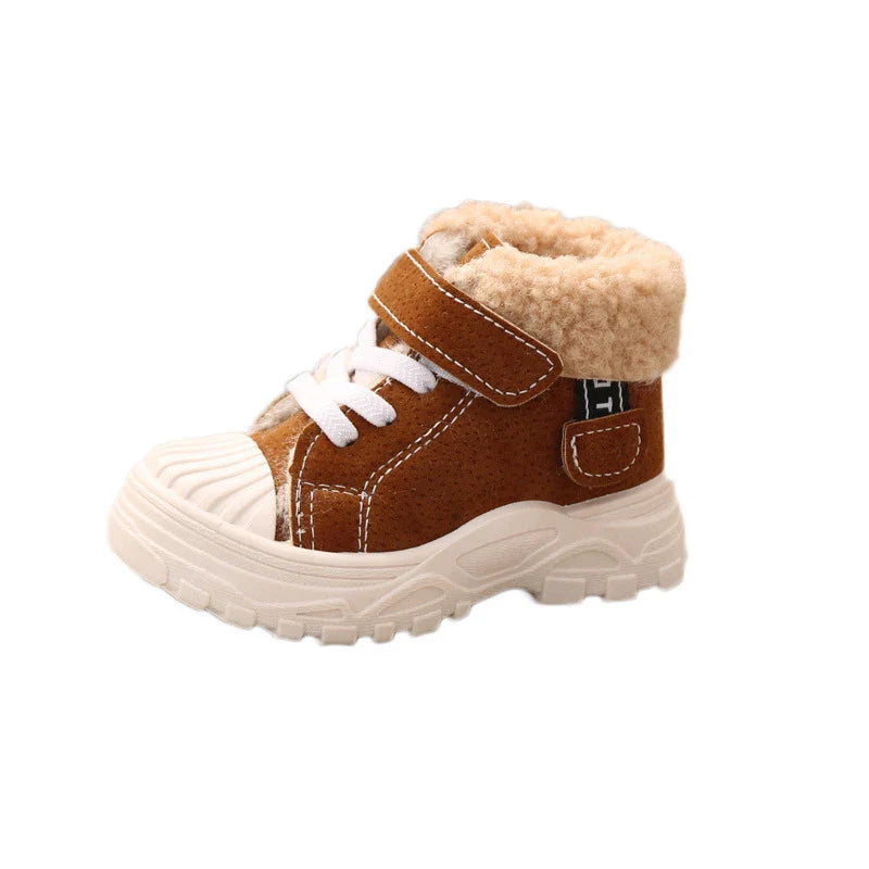 2021 Children Warm Boots Winter New Boys Plus Thicken Velvet Cotton Shoes Girls Waterproof Short Boots Baby Cotton Boots