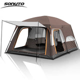 Sonuto Camping Family Tent 3-12 Person Double Layers Oversize 2 Rooms Thickened Rainproof Outdoor Family Camp Tour Equipment