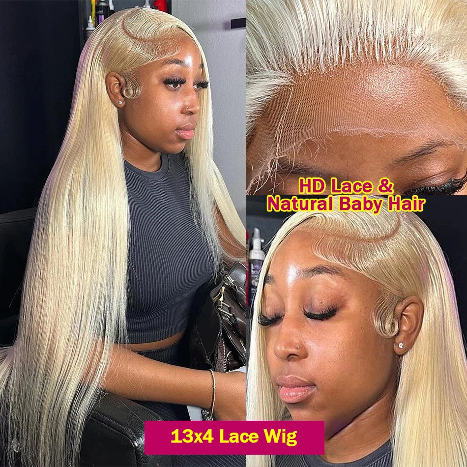 Links 250% HD Straight 613 Blonde 13x6 13X4 Lace Front Human Hair Color 5x5 Closure Ready To Wear Glueless Frontal Wig For Women