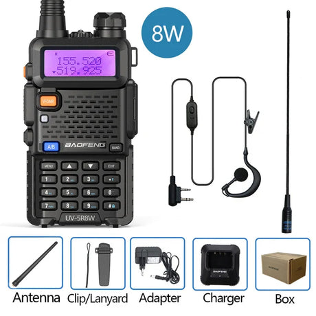 Baofeng UV-5R 8W True High Power 8/5W Powerful Walkie Talkie Long Range 16km Dual Band Two Way Radio CB Portable UV5R Hunting