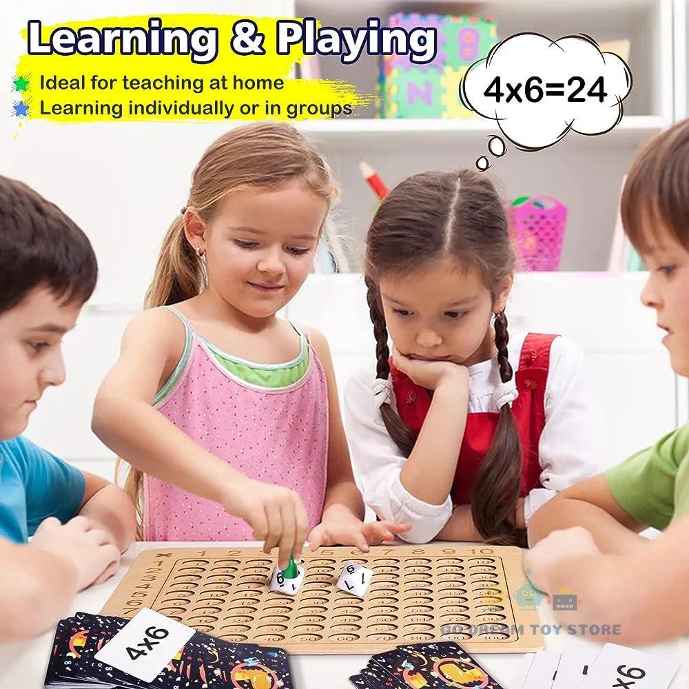 Montessori Multiplication Board Game Math Wooden Toys Kids Learning Educational Table With Flash Cards Counting Teaching Aids