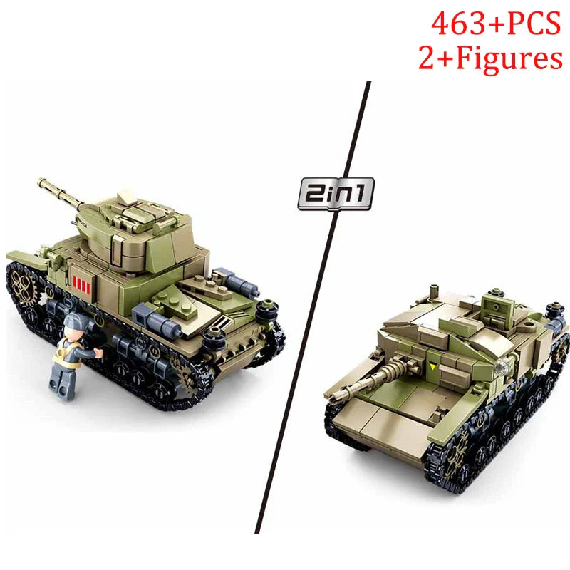 WW2 Military Panzer Tiger I Heavy Tank Panzerkampfwagen VI Ausf. E Building Blocks World War II Figures Bricks Model Toys Gifts