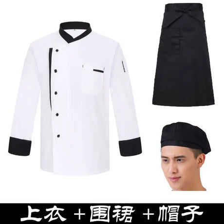 Restaurant Chef Jacket Top Long short Sleeve Hotel Cafe Kitchen Work Wear Bakery Cooking Tops Fast Food Chef Uniform for men