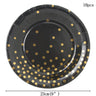 Black and Gold Party Supplies Polka Dot Plate Disposable Party Dinnerware Golden Spoon Fork Cup Tablecloth for Graduation