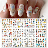 12 Designs Nail Stickers Set Mixed Floral Geometric Nail Art Water Transfer Decals Sliders Flower Leaves Manicures Decoration