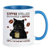 Funny Cat Mugs Coworker Gifts Coffee Spelled Backwards Is Eeffoc Coffeeware Mugen Home Decal Tableware Drinkware Tea Cup Teaware