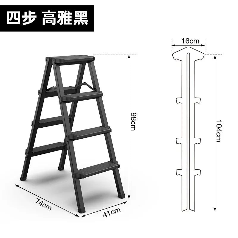 Multifunctional High Stools Kitchen Aluminum Alloy Herringbone Ladder Indoor Folding Step Stool Stable Load-bearing Ladder Stool