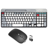 2.4Ghz Bluetooth-compaitble Dual Mode Keyboard and Mouse Combo with Phone Holder Ergonomic Rechargeable for Mac/iOS/Android/Win7