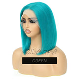 Lime Green Bob Lace Front Wigs Human Hair Wigs Glueless Short Bob Wigs Straight 13X4 Colored Lace Frontal Wigs Rose Neon