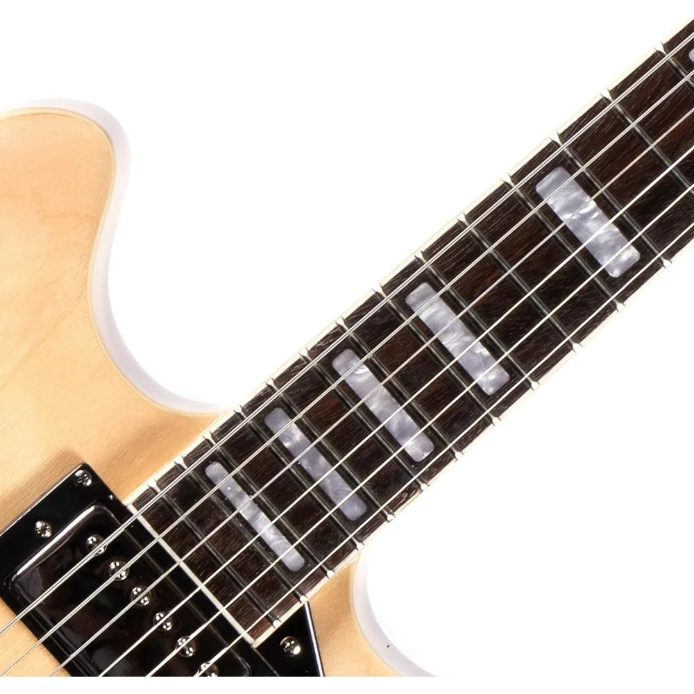 Electric Guitar with Full-Scale, Stainless Steel Frets (Natural), Semi-Hollow Body Guitar