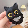 Cartoon Black White Cat Charms Hair Ties Kids Girls Cute Elastic Ponytail Holder Rubber Band Women Hairband Summer Headwear