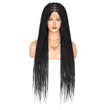 Viyskur 36 Inches Full Lace Front Knotless Box Braided Wigs With Baby Hair Super Long Synthetic For Black Women