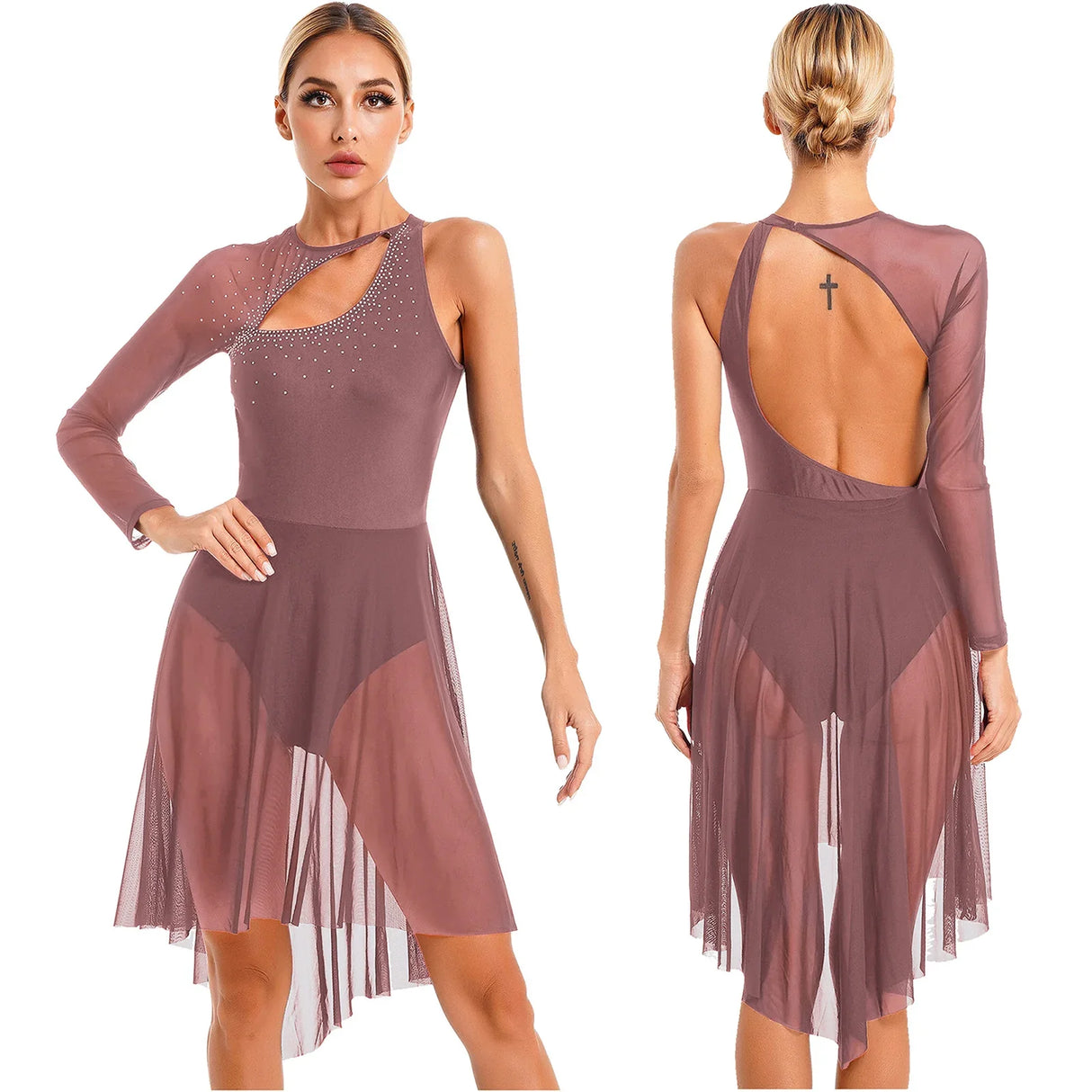 Jazz Dance Dress Woman Figure Skating Costume Lyrical Tango Latin Dance Performance Outfit Long Sleeve Modern Ballroom Dress