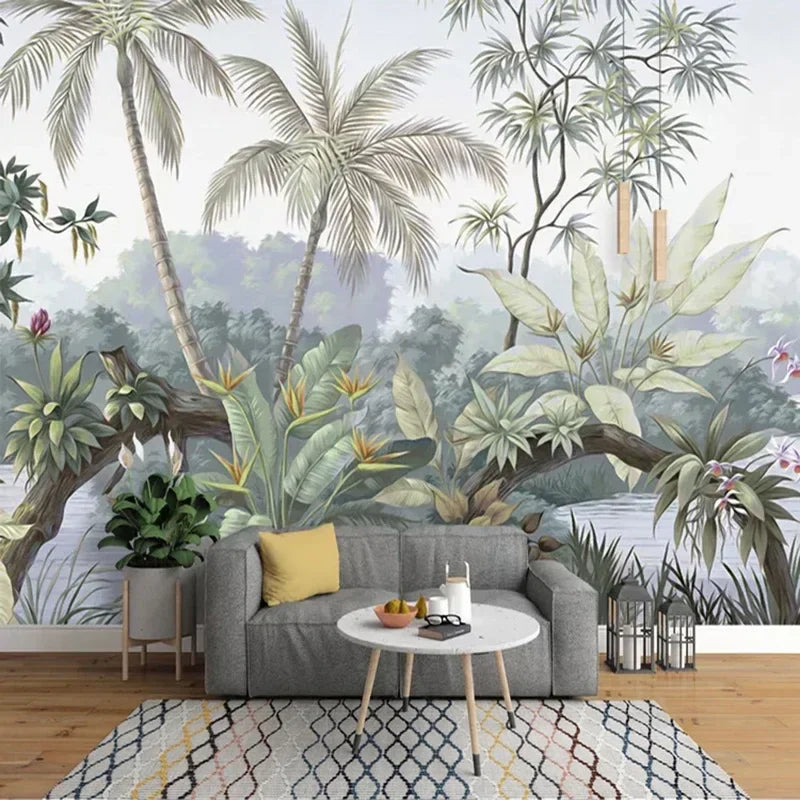 Custom Mural Wallpaper 3D Retro Pastoral Rain Forest Art Wallpaper Living Room TV Sofa Background Wall Painting Papel De Parede