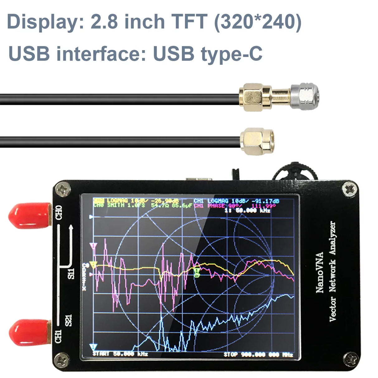 S-A-A-2 NanoVNA-F V2 Vector Network Analyzer Digital Nano VNA Tester MF HF VHF UHF USB Logic Antenna Analyzer Standing Wave