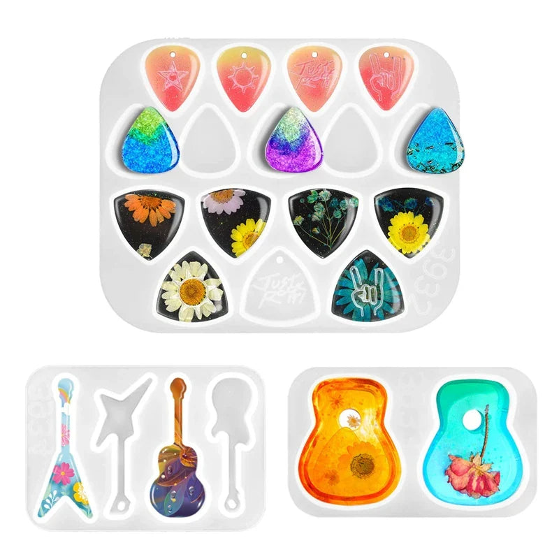 Guitar Pick Resin Molds DIY Guitar Triangle Plectrum Resin Mold Silicone Epoxy Casting Mould for Musical Accessories,Keychain