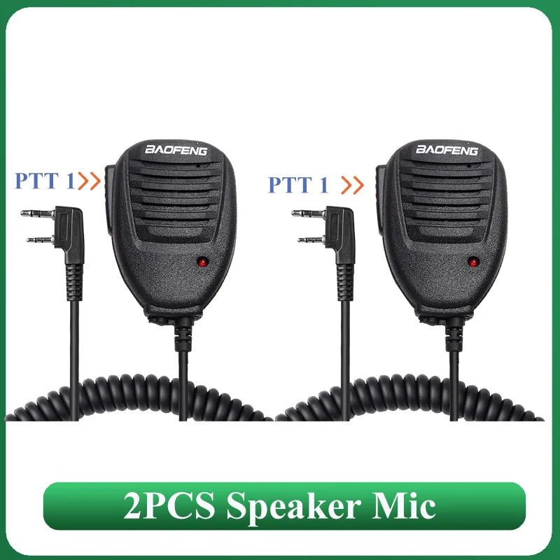 2PCS Baofeng Walkie Talkie Speaker Mic Waterproof PTT Microphone For UV-5RH DM-1701 UV-17 UV-K5 UV-K6 UV18 Pro Radio Accessories