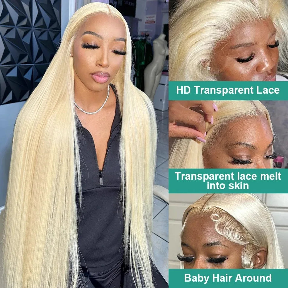 613 HD 13x6 250% Honey Blonde Straight 40 Inch Lace Front Human Hair Wigs 13x4 Lace Frontal Wig 5x5 Glueless Ready To Go