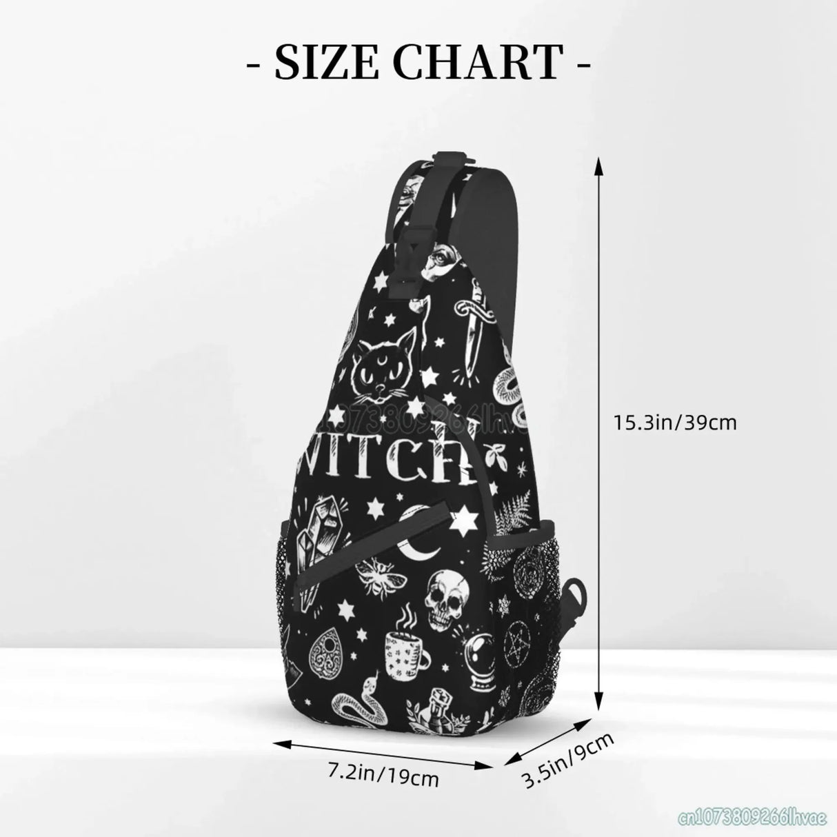 Gothic Skull Cat Moon Pattern Sling Bag Women Crossbody Chest Backpack Hiking Daypack Men Travel Casual Rideing Outdoor Beach