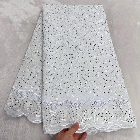 5 yard Swiss lace fabric latest heavy beaded Embroidery African 100% cotton fabrics Swiss voile lace popular Dubai style 4L08303