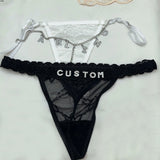 Customised Thong Sexy Rhinestone Waist Chain 2Pc/Sets Custom Name String For Women Lace Panties Briefs Crystal Letters Girl Gift