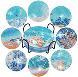 8Pcs DIY Diamonds Painting Coaster Animal Flower Non-slip Anime Art Mosaic Cup Cushion with Rack Rhinestones Paintings Decor