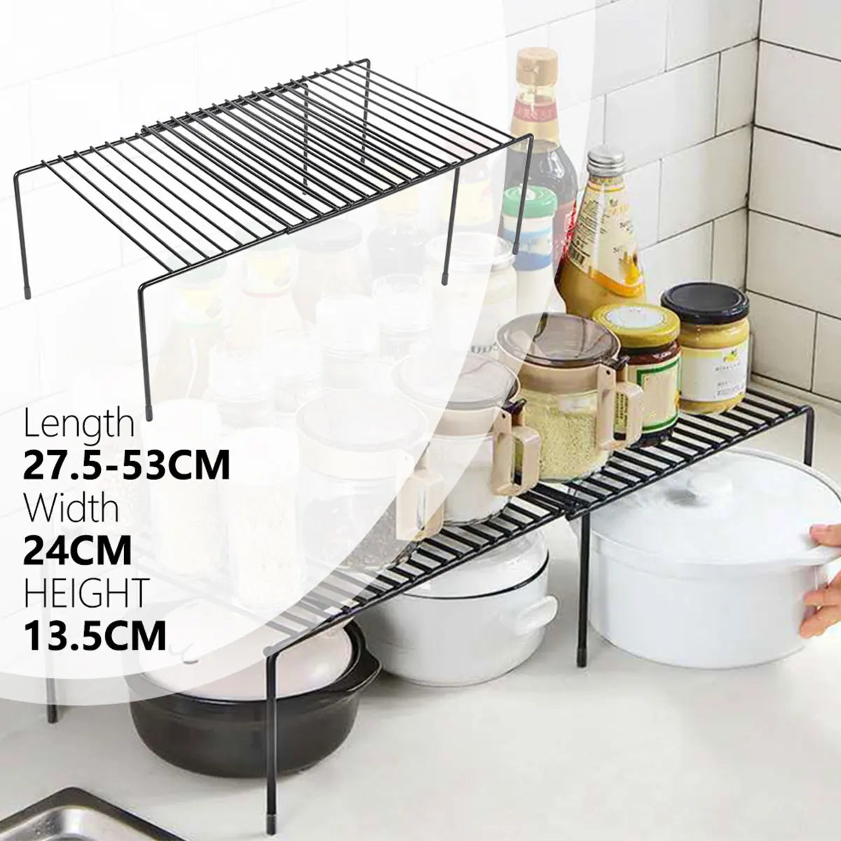 Retractable Kitchen Shelf Multifunctional Expandable Stackable Sliding Rack Space Saving Home Cabinets Tableware Organizer Rack