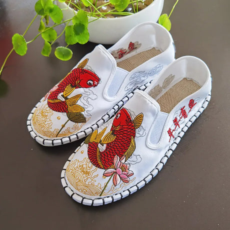 Old Beijing Cloth Shoes Embroidery Flower Social Guy Male Moccasin-Gommino Student Casual Shoes Fashion National Chinese Style