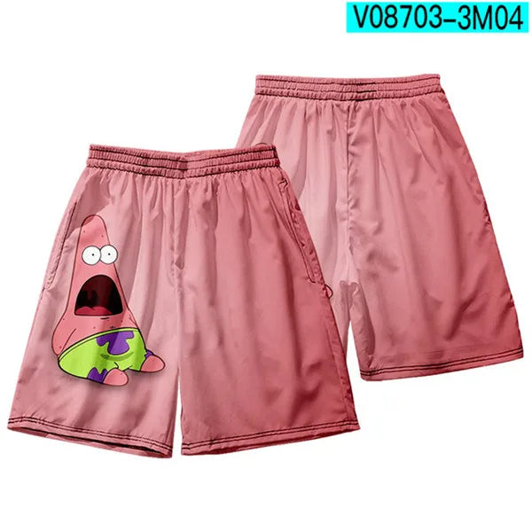 Anime Patrick Star shorts Boys Sports Shorts Fitness Basketball Beach Pants Squidward Tentacles Travel College Casual Gym shorts