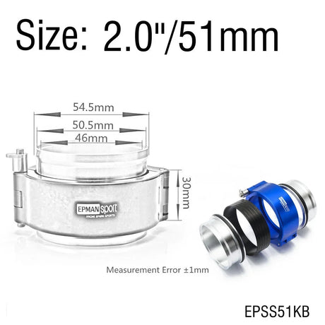 EPMAN HD Clamp System Assembly Exhaust V-band Clamp Quick Release For 2.0"/2.5"/2.75"/3.0" OD Exhaust / Intercooler Pip/Turbo