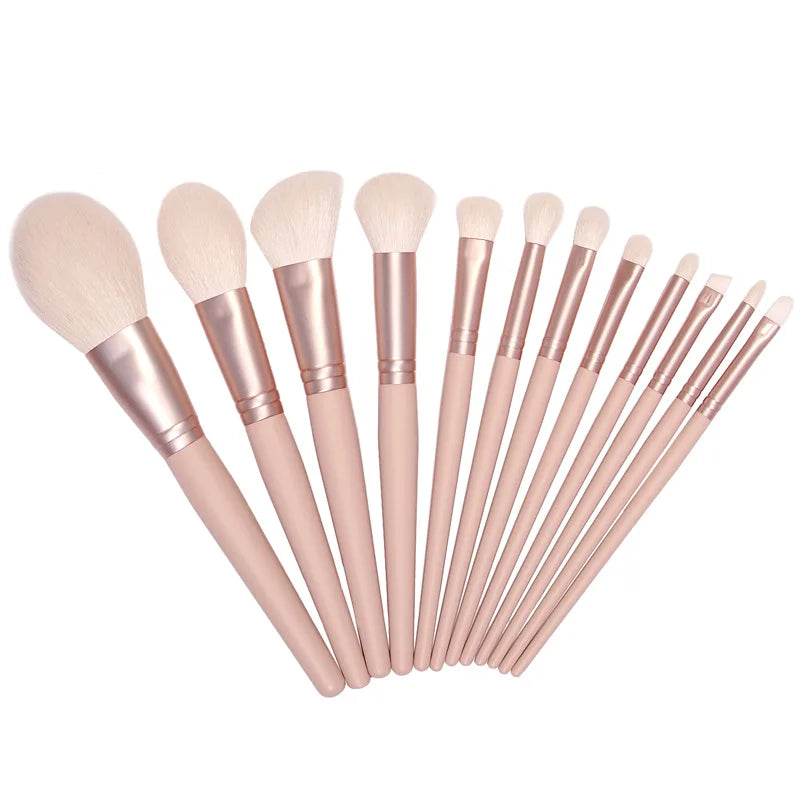 12pcs/set White Goat Hair Makeup Brushes set Powder Contour Make up Brush Soft Eyeshadow Blush Highlight Brow cosmetic tools