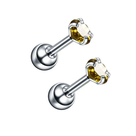 1 Pair CZ Ear Stud Mixed Colors Cartilage Earrings Set Stainless Steel Barbell Studs Earrings Helix Tragus Piercing 2-8mm