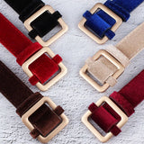 Velvet Sweater Accessories for Women's Belt Dresses with Square Buttons and Waistbands Wear Belts Runway Strap