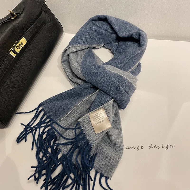 High-quality Australian Wool 100% Solid Color Women's Scarves Autumn and Winter Warm Men's Cashmere Shawl Wrap