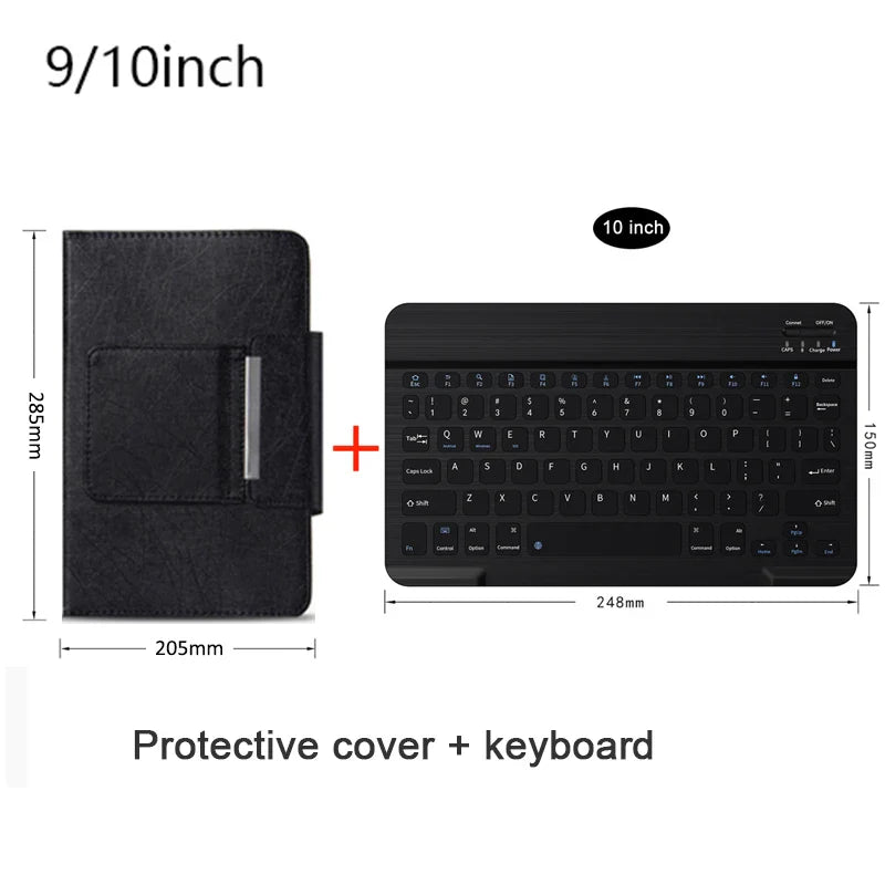 Universal Wireless Bluetooth Keyboard with Leather Case Stand Cover for iPad 7 8 Inch 9 10 Inch Tablet for iOS Android Windows