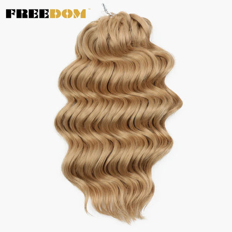 FREEDOM Synthetic Deep Curly Twist Crochet Hair 16 Inch Deep Wave Braid Hair Soft Ombre Blonde Brown Braiding Hair Extensions