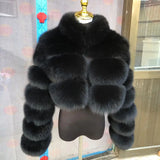 New Ladies Natural Fox Fur Cropped Plus Stand Collar Fur Jacket Women Winter Fashion Warm Fur Jacket 100% Genuine Fox Fur