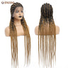 Incoo 36'' Synthetic Twist Braids Lace Front Wig With Baby Full Lace Frontal Cornrow Braided Wigs Afro Black Dutch Braided Wigs