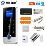 Tuya APP Door Lock Access Control System Kits With 1.77In Screen Bluetooth Keyboard Fingerprint RFID IC Card Reader Metal Keypad