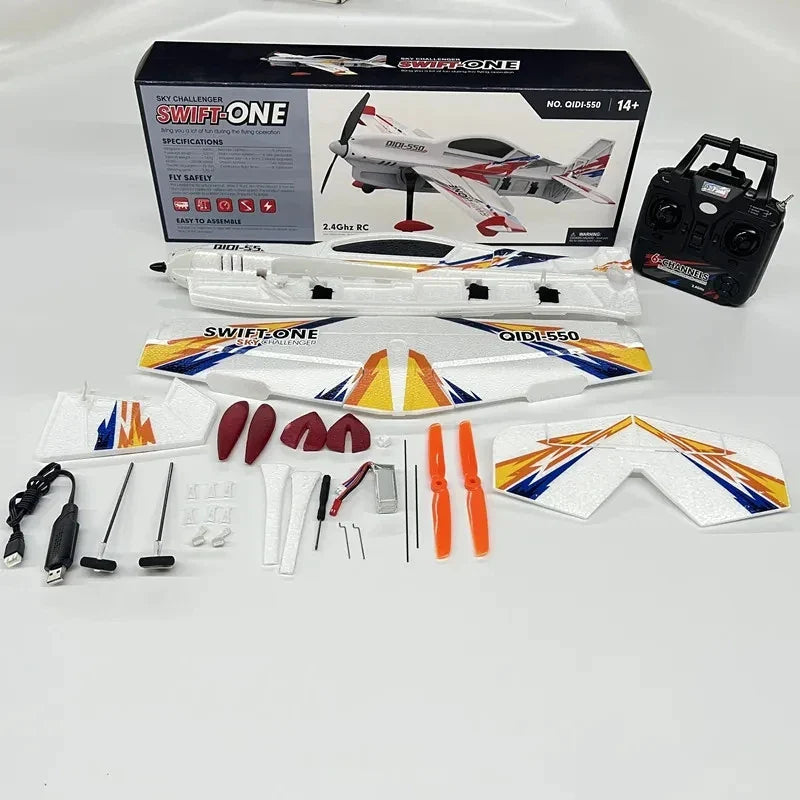 QIDI550 RC Plane 2.4G 500mm Wingspan Wind Resistant Aircraft With One Click Suspension Stunt EPP Foam RTF Flight