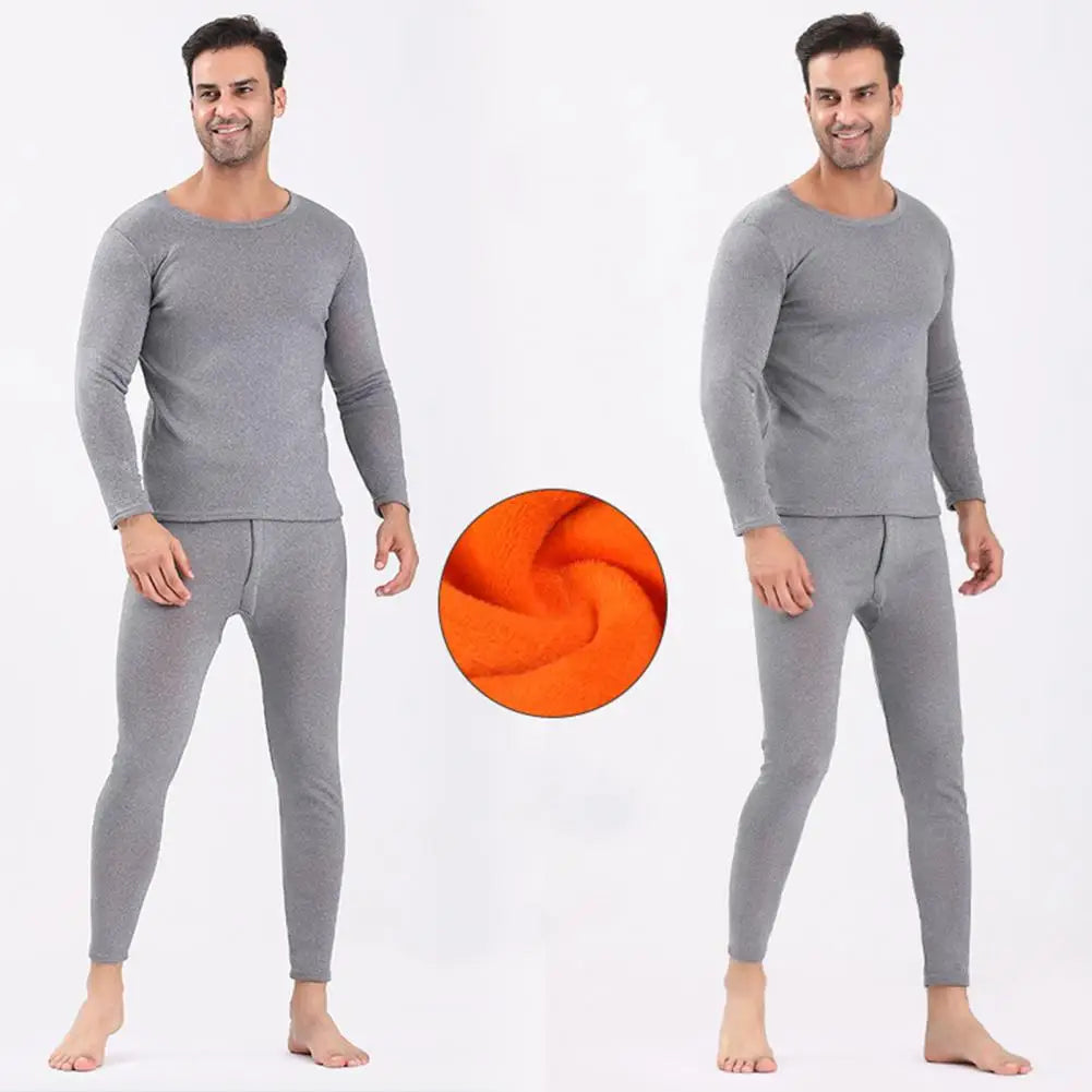 Men Thermal Underwear Set Unisex Winter Warm Underwear Set Thick Fleece Lined Long Sleeve Pajama Set for Sport Base Layer