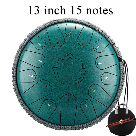 Hluru Glucophone Steel Tongue Drum 14 Inch 15 Notes Tone Key C Ethereal Drum 13 Inch Handpan Percussion Musical Instrument